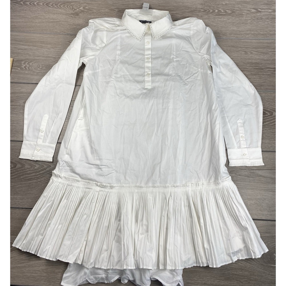 J Crew‎ Women's Long Sleeve Amelia Shirt Dress White Size LT New